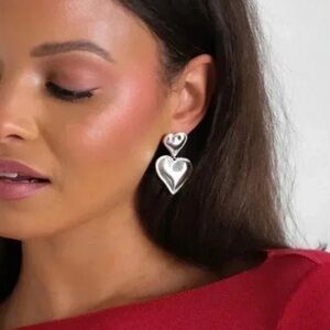Cupidone Double Heart Stainless Steel Waterproof Earrings